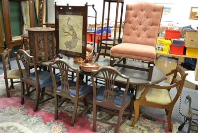 Lot 1230 - A group of ten 19th century and later chairs comprising three George III style mahogany dining...