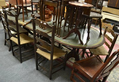 Lot 1232 - A reproduction extending dining table; two early Victorian mahogany dining chairs and two late...