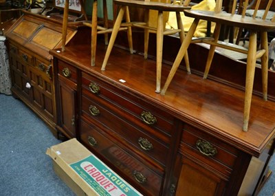 Lot 1254 - An Edwardian bureau and an Edwardian mahogany sideboard