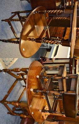 Lot 1257 - Three oak gateleg tables; a serving trolley and a nest of two tables (5)