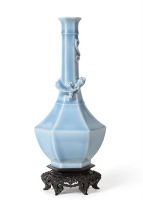 Lot 173 - A Chinese Clair de Lune Glazed Bottle Vase, Yongzheng reign mark, of hexagonal section, the...