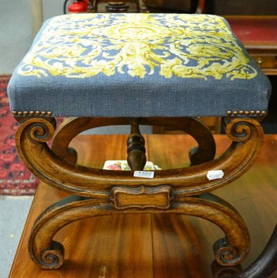 Lot 1322 - A Victorian rosewood stool with embroidery cover