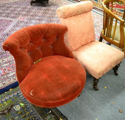 Lot 1351 - A Victorian button back nursing chair and a Victorian walnut nursing chair