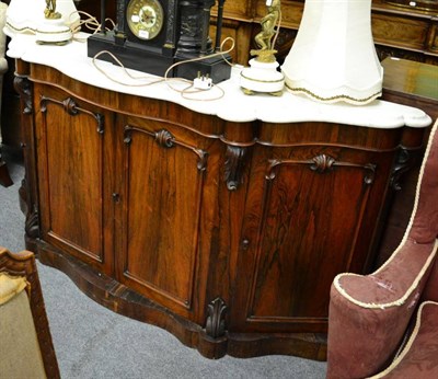 Lot 1364 - A Victorian rosewood marble topped credenza