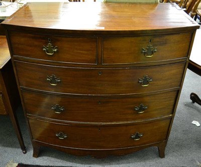 Lot 1367 - An early 19th century mahogany bow fronted four height chest of drawers