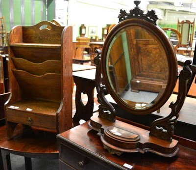 Lot 1391 - A Victorian mahogany table mirror, a Victorian mahogany writing slope, glazed corner cupboard,...