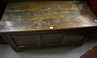 Lot 1393 - An 18th century oak chest