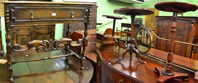 Lot 1397 - Three mahogany occasional tables and an oak single drawer side table