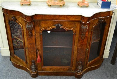 Lot 1445 - A Victorian walnut credenza with marble top