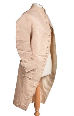 Lot 2090 - Circa 1780 Gentleman's Pink Ribbed Silk Frock Coat, with multi buttons to the front, turn back...