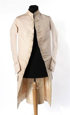 Lot 2090 - Circa 1780 Gentleman's Pink Ribbed Silk Frock Coat, with multi buttons to the front, turn back...