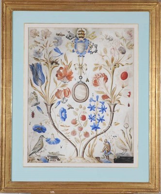 Lot 2 - Italian School (circa 1700)  A pair of framed Papal armorial watercolours; the first bearing...