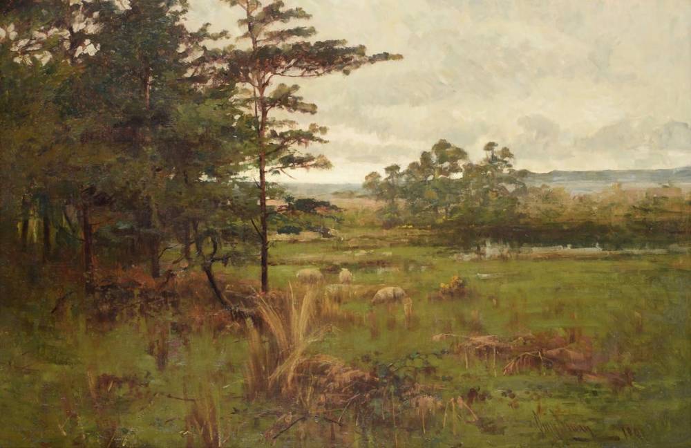 Lot 9 - Owen Bowen (1873-1967) ''A Yorkshire Landscape'' (Possibly Otley)  Signed and dated 1890, oil...