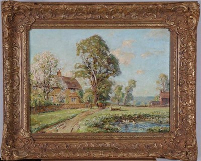 Lot 11 - Herbert Royle (1870-1958)  ''Nessfield Manor House'' Signed, oil on canvas, 29cm by 39cm...