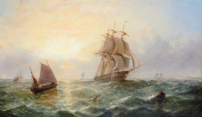 Lot 13 - Adolphus Knell (c.1805-1875) Shipping in full sail  Signed, oil on canvas, 44cm by 75cm  see...