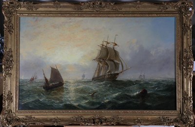 Lot 13 - Adolphus Knell (c.1805-1875) Shipping in full sail  Signed, oil on canvas, 44cm by 75cm  see...