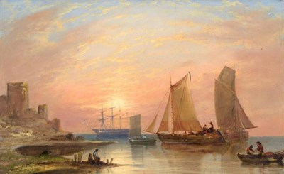Lot 14 - Manner of John Wilson Carmichael (1800-1868) Shipping at Dusk Signed and dated 1861, oil on canvas