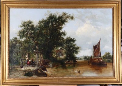 Lot 27 - Circle of Henry John Boddington (1811-1865)  Pulling in the creels Oil on canvas, 61cm by 91cm...