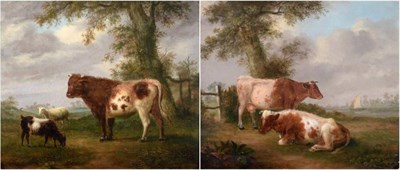 Lot 37 - George Vincent (1796-1831) Cattle at rest in a river landscape Oil on panel, together with a...