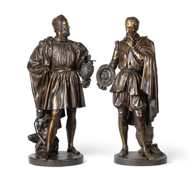 Lot 250 - Jean-Jacques Feuchère (French, 1807-1852): A Pair of Bronze Figures of Benvenuto Cellini and...