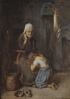 Lot 54 - John Henry Henshall RWS (1856-1928) ''The Prayer''  Signed, further signed and inscribed to...