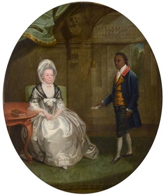 Lot 57 - Circle of Philip Wickstead (1763-1786)  ''Mrs Bryan Edwards'' - Seated in a grand house...