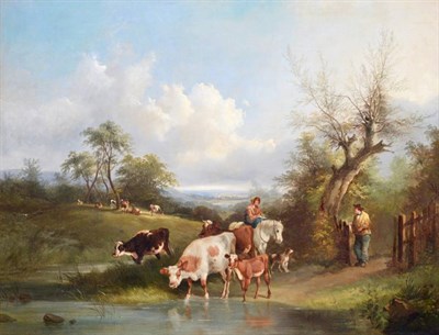 Lot 71 - Henry Shayer (1825-1894) and Charles Shayer (1826-1914) Leading the cows to water Signed, oil...