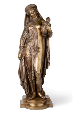 Lot 255 - Jean Jacques Pradier (Swiss, 1790-1852): Pandore, a bronze figure of a classical maiden holding...