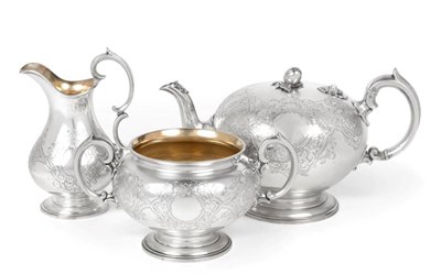 Lot 87 - A Victorian Silver Three Piece Tea Service, Edward & John Barnard, London 1855, circular on...