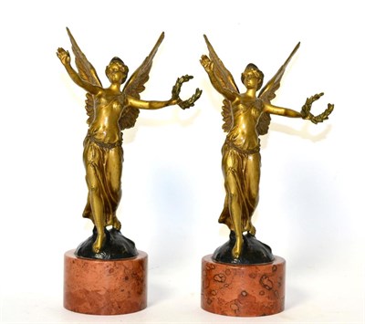 Lot 262 - A Pair of Bergmann Gilt Bronze Figures of Victory, early 20th century, modelled as winged classical