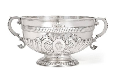 Lot 106 - A George V Silver Twin Handled Punch Bowl, Goldsmiths & Silversmiths, London 1911, part...
