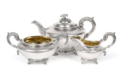 Lot 107 - A Matched William IV/Victorian Provincial Silver Three Piece Tea Service, James Barber &...