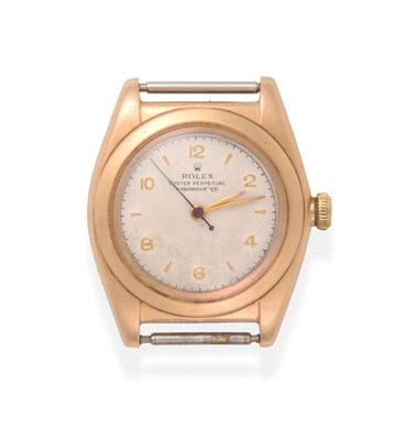 Lot 113 - A 14ct Gold Automatic Centre Seconds ''Bubbleback'' Wristwatch, signed Rolex, model: Oyster...
