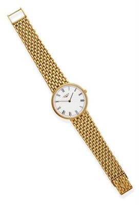 Lot 114 - An 18ct Gold Wristwatch, signed Longines, model: Prestige, ref: L7 872 6, circa 2000, quartz...