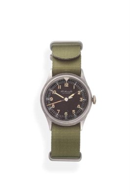 Lot 118 - A Second World War Period ''Military/Pilots Type'' Stainless Steel Centre Seconds Wristwatch,...