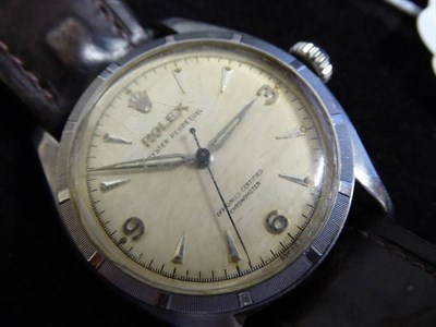Lot 121 - A Stainless Steel Automatic Centre Seconds Wristwatch, signed Rolex, Oyster Perpetual,...