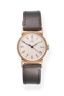 Lot 130 - An Art Deco Period 9ct Gold Centre Seconds Wristwatch, signed Omega, circa 1937, (calibre 23.4)...