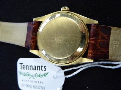 Lot 131 - An 18ct Gold Automatic Centre Seconds Wristwatch, signed Rolex, Oyster Perpetual, Officially...