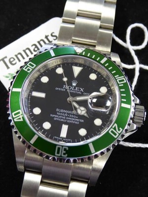Lot 138 - A Rare Stainless Steel 50th Year Submariner Anniversary Automatic Calendar Centre Seconds...