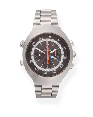 Lot 141 - A Stainless Steel Chronograph Wristwatch, signed Omega, model: Flightmaster, ref: 145.036, 1972...