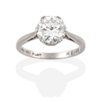 Lot 146 - A Solitaire Diamond Ring, a round brilliant cut diamond in a claw setting, to knife edge shoulders