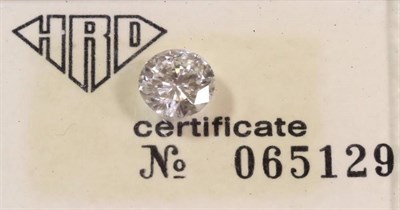 Lot 169 - A Loose Round Brilliant Cut Diamond  Accompanied by a Diamond Certificate by HRD, certificate...