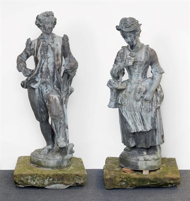 Lot 289 - A Pair of French Lead Figures of Gardeners, 19th century, in the manner of John Cheere, both in...