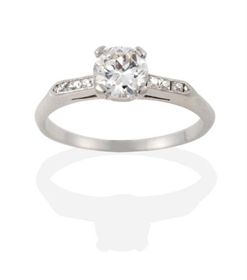 Lot 217 - A Circa 1950s Solitaire Diamond Ring, a round brilliant cut diamond in a claw setting, to...