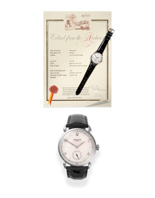 Lot 332 - An Extremely Fine and Rare Stainless Steel Wristwatch with Teardrop Lugs, signed Patek...