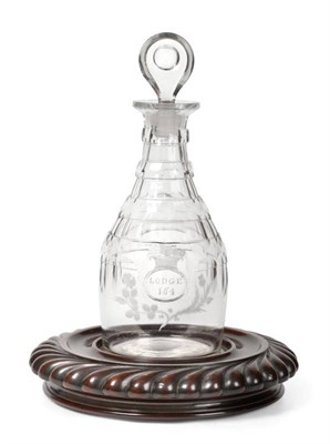 Lot 325 - A Masonic Triple Ring Neck Mallet Decanter and Stopper, probably Newcastle, early 19th century,...
