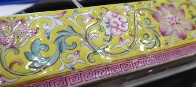 Lot 351 - A Chinese Porcelain Scholar's Desk Box and Cover, bearing Qianlong reign mark, of rounded...
