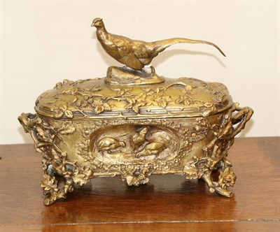 Lot 401 - A French Gilt Bronze Casket, 2nd half 19th century, of oval form with crabstock handles and...