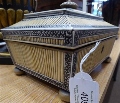 Lot 409 - An Anglo-Indian Ivory and Porcupine Quill Work Box, Vizagapatam, mid 19th century, of...