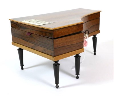 Lot 411 - A French Satinwood Banded Rosewood Musical Sewing Box, late 19th century, in the form of a...